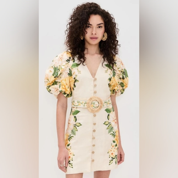FARM Rio Dresses & Skirts - FARM Rio Cream and Yellow Floral Midi Dress